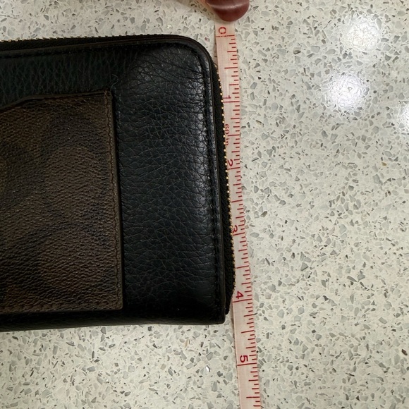 Coach Dark Brown Leather Monogram Gold Hardware Zippered Wallet - Picture 12 of 13